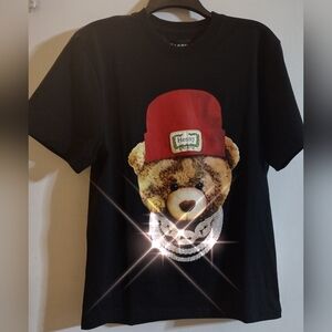 NEW Black T-Shirt with Teddy Bear Graphic